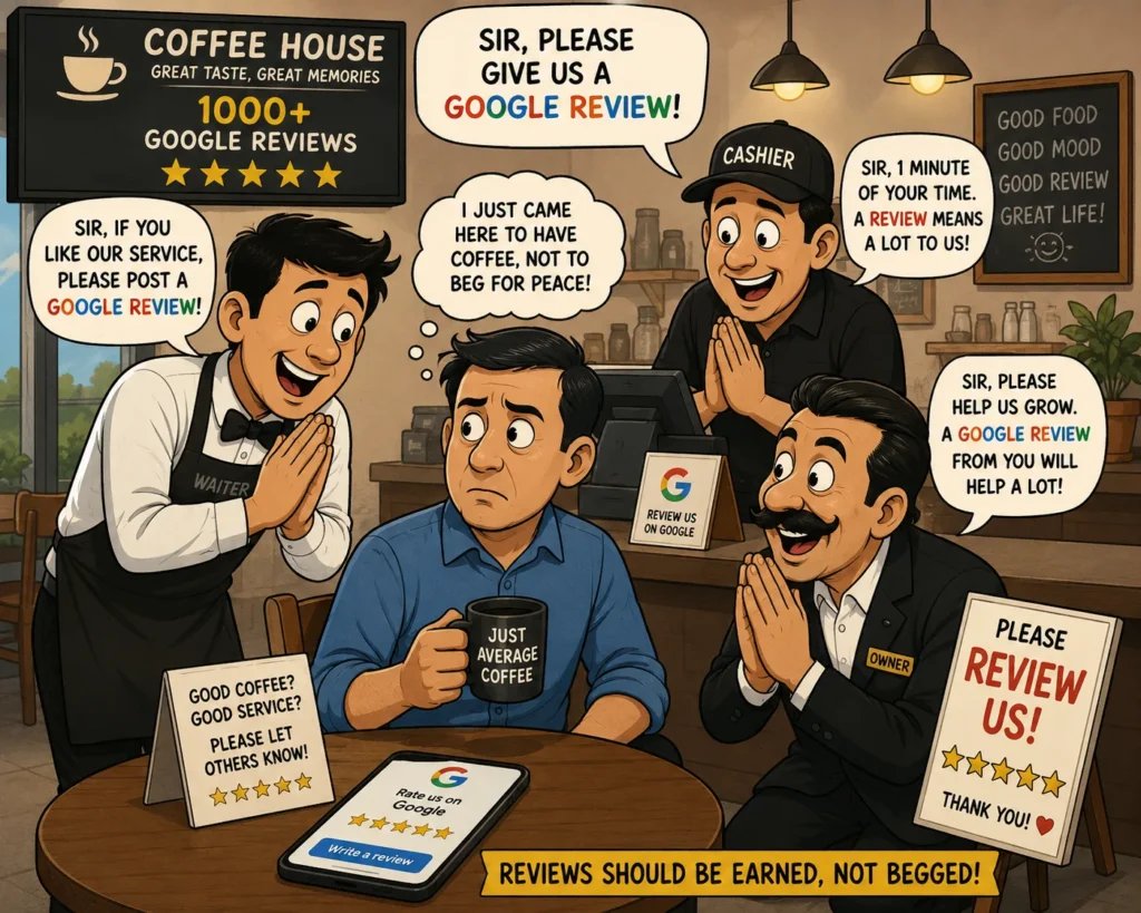 hotel staff begging for google review