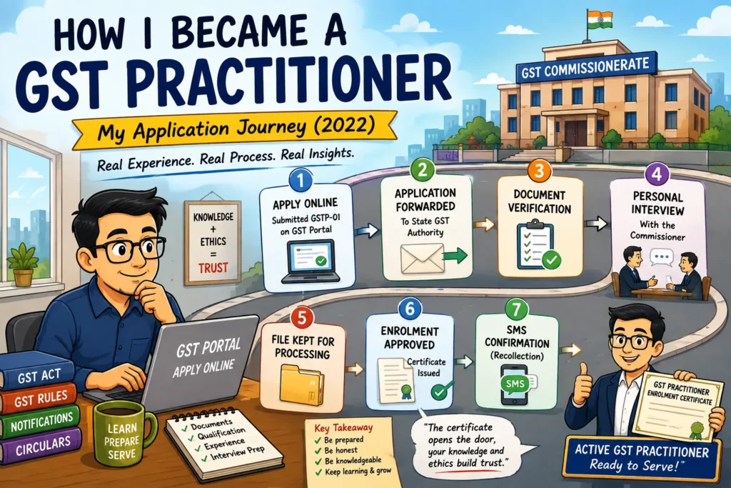 official GST Practitioner registration process with my personal experience of applying in Karnataka in 2022