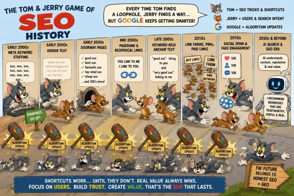 sux sux sux seo history from early 2000 to 2026