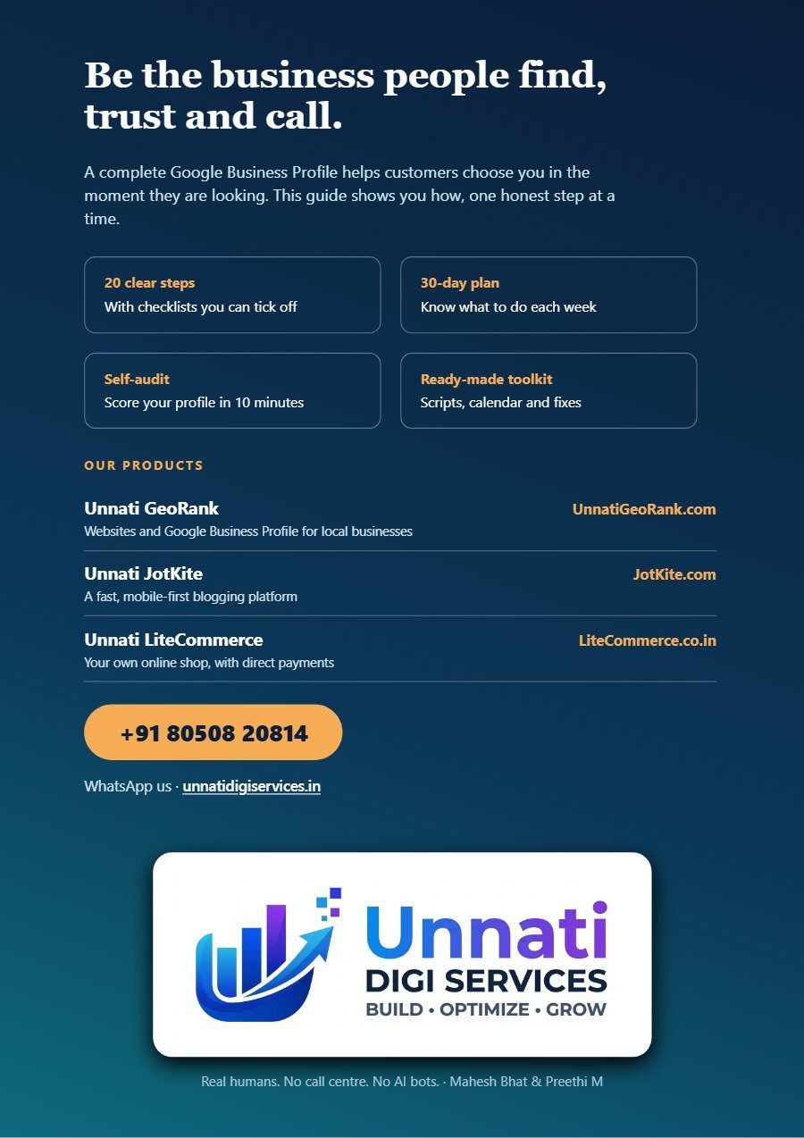 Back cover of the sample report with Unnati products and contact details