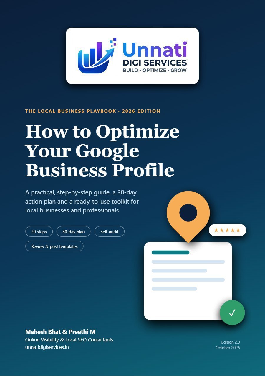 Cover of the sample report: How to Optimize Your Google Business Profile in 2026, by Unnati Digi Services
